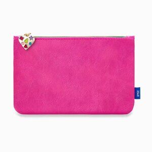 Ipsy Pink and Blue Makeup Bag with Rhinestone Heart Charm